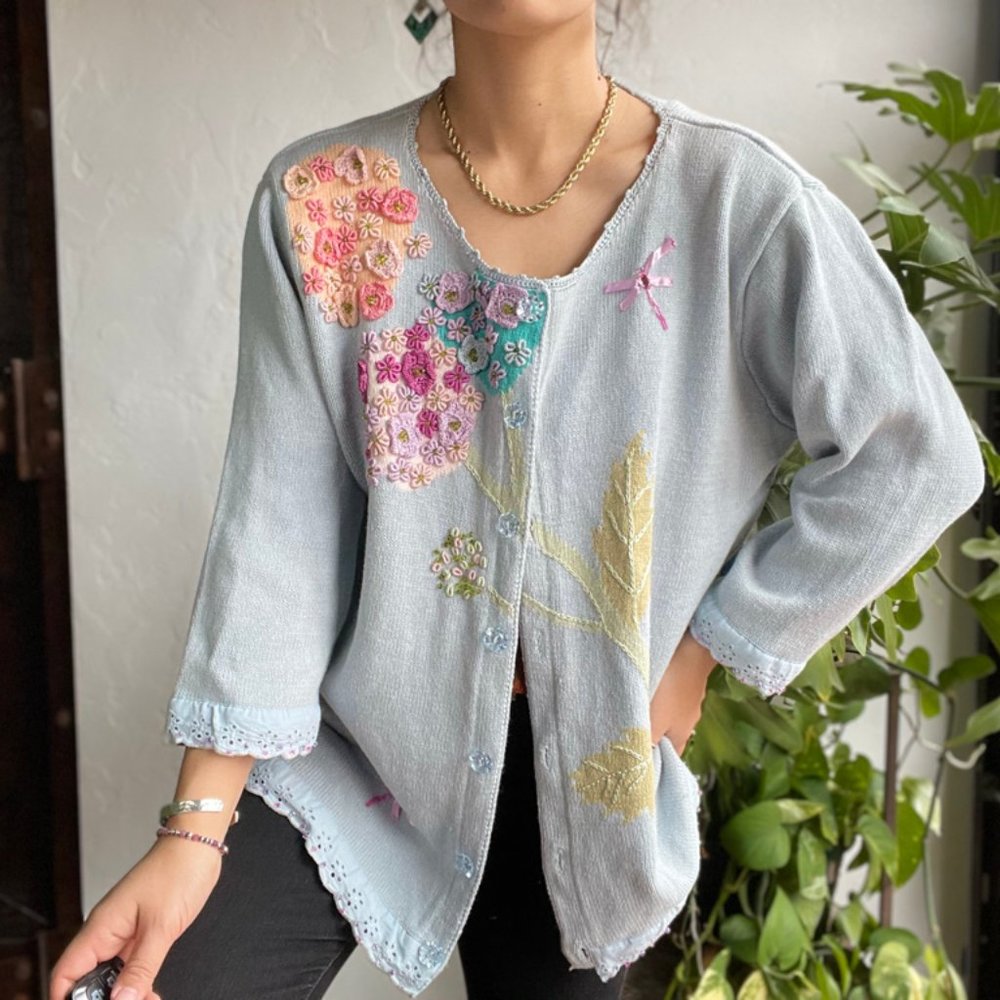 Vintage | Storybook Knit Embroidered Cardigan